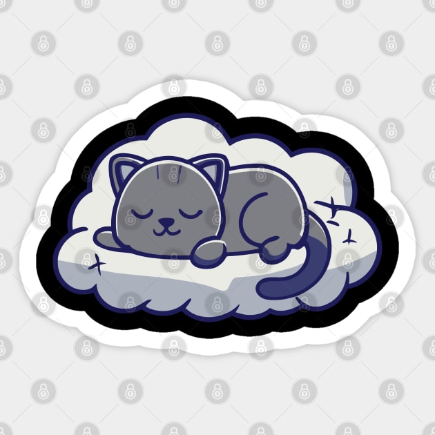 Cat sleeping on cloud Sticker by Catartvip